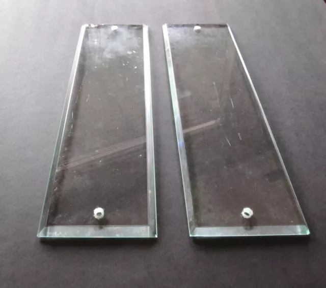 2 Vintage 12" x 3 1/2" Clear Beveled Glass Door Push Plate Hardware