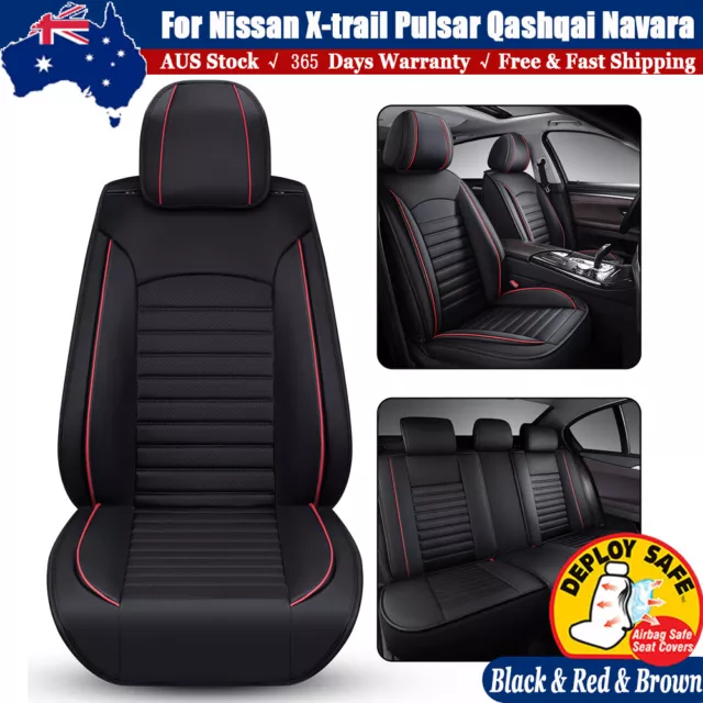 Waterproof Red Black PU Leather Car Seat Covers for Nissan Navara Murano Dualis