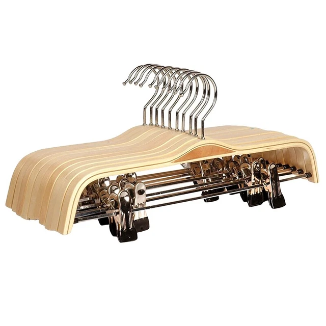 Confezione da 10 pantaloni legno finitura solida/gonna abiti stiratura con clip ruggine abito5354