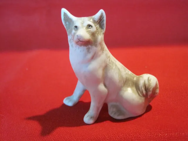 Vintage German bisque Eskimo Samoyed or Spitz dog figurine