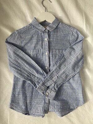 Girls Zara Blue/White Striped Cotton buttondown shirt (Age 4) RRP £19.99