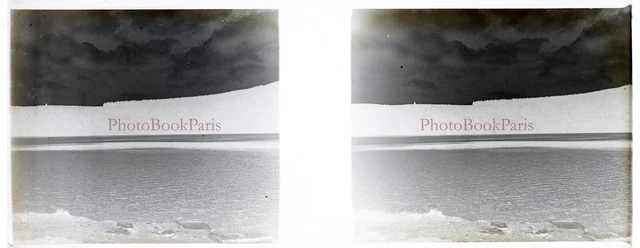 FRANCE Landscape Lake Photo NEGATIVE Stereo Plate PL28L4n4 Vintage c1910 2