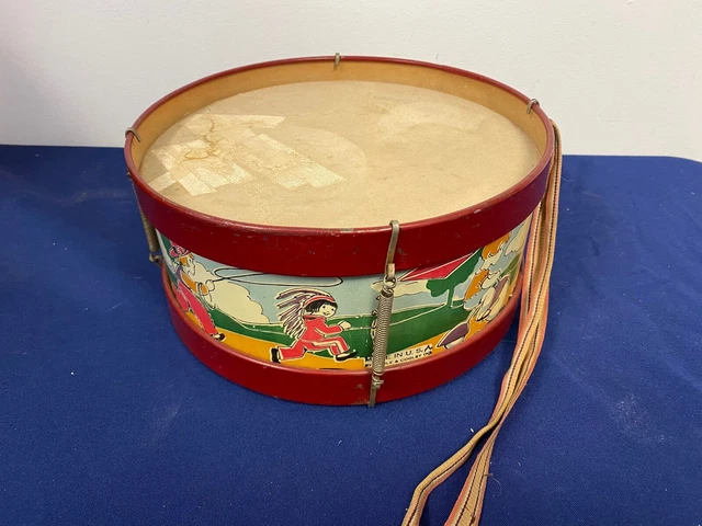 Small Antique Metal Drum A3 -99 Small Antique Metal Drum A3 -99