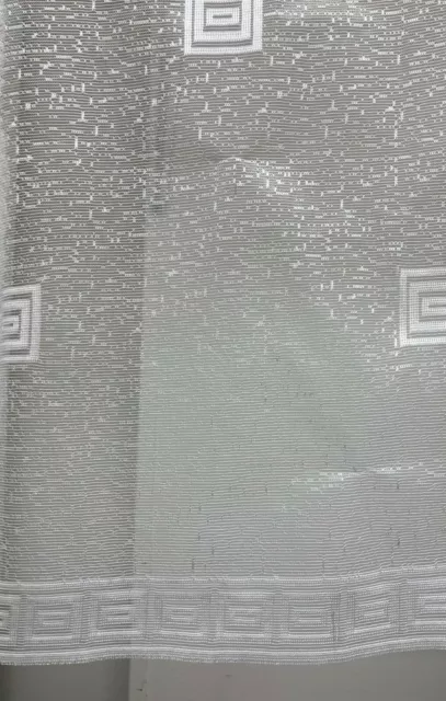 Net Curtains sold by the metre Geometric Design with Straight Hem & Slot Top