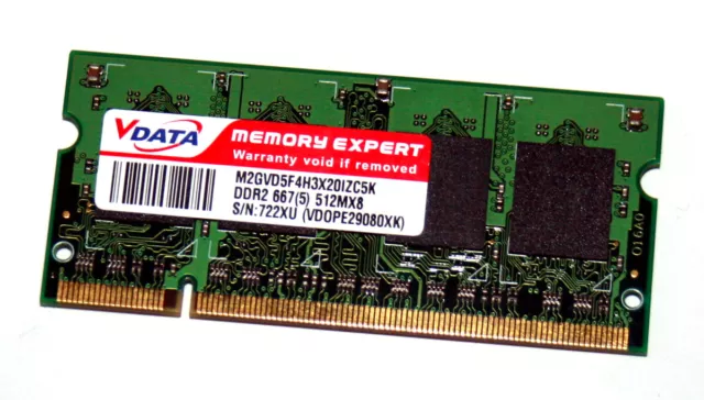 512 MB DDR2 RAM 200-pin SO-DIMM PC2-5300S  'VDATA M2GVD5F4H3X20IZC5K'