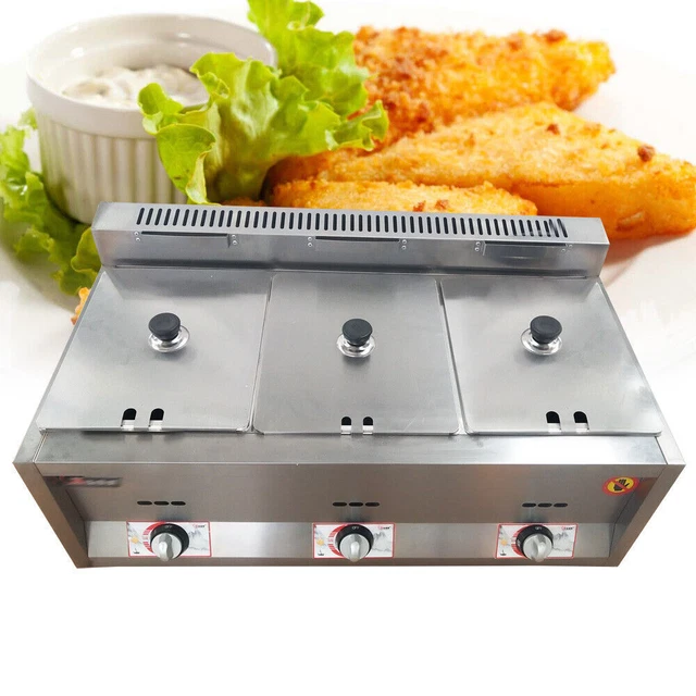 Countertop Deep Gas Fryer 3 Wells Commercial LPG NG Gas Fryer For Restaurants