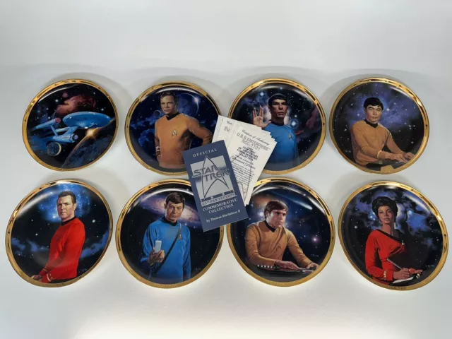 Lot of 8 Hamilton Collection 1991 Star Trek 25th Anniversary Collector Plates