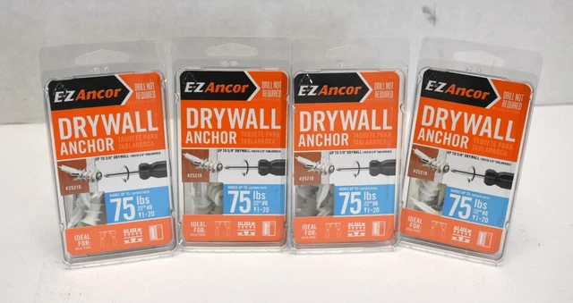 Itw Ez Ancor 25210 Twist N Lock Self Drilling Drywall Anchor Pack Of 4