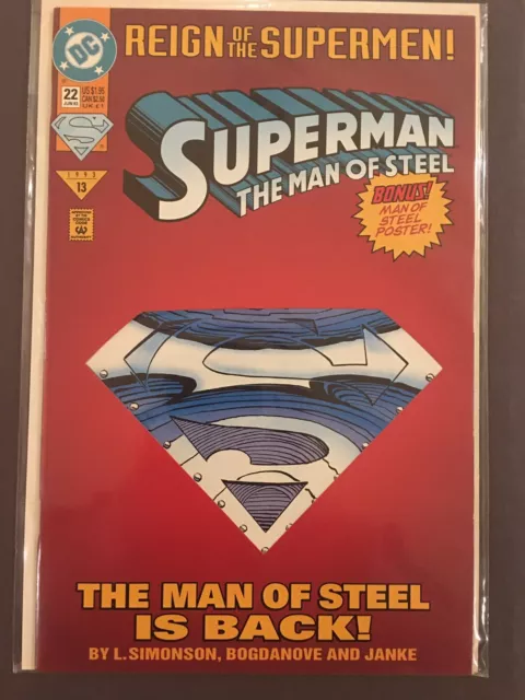 Reign Of The Superman #22 The Man Of Steel Is Back Die Cut Dc Comics 1993 Nm+