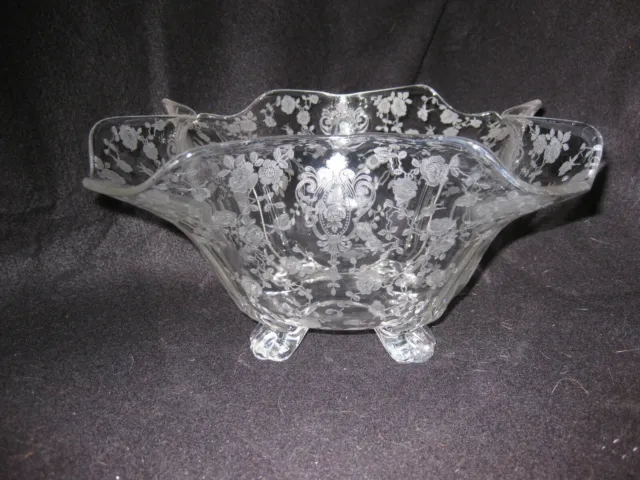 ROSEPOINT 12" FOOTED CENTERPIECE SERVING BOWL #3400/45 Cambridge Glass Co VTG