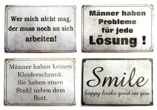 Blechschild SPRÜCHE 20 x 30 cm Metallschild Nostalgie Retro deutsch Spruch smile