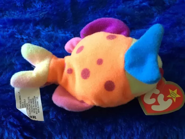 PLUSH Vintage TY McDonalds Teenie Beanie Babies, Lips the Fish Damaged Tag