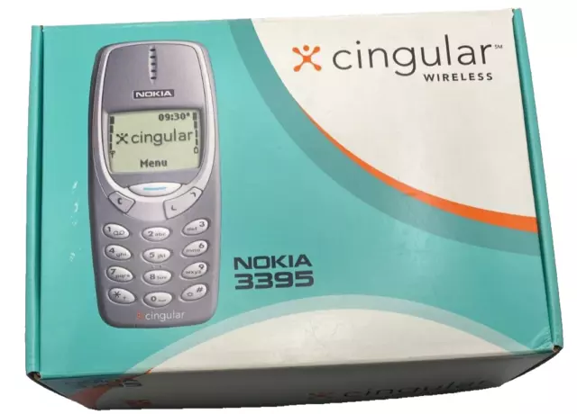 Nokia 3395 Cingular Wireless Vtg Cell Phone with Original Box + Accs POWERS ON