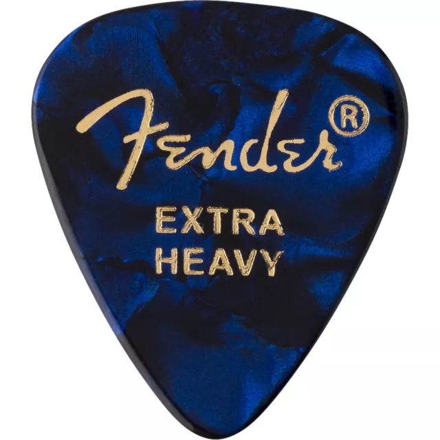 Fender Premium Celluloid 351 Shape Guitar Picks, Extra Heavy, Blue Moto, 12-Pack