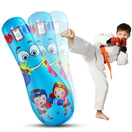 50 inch Inflatable Boxing Bag for Kids Punching Bag for Kids Free Standing Bo...