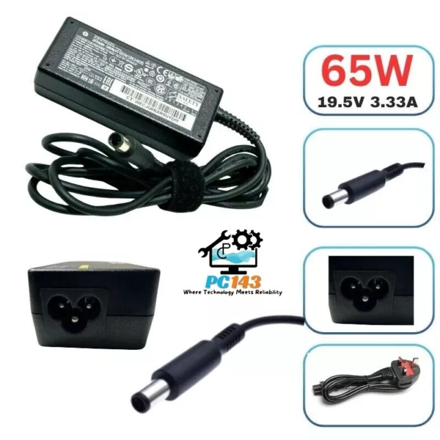 Geniune Hp Laptop Charger 19.5V - 3.33A 65W Centre Pin Tip Power Lead Included
