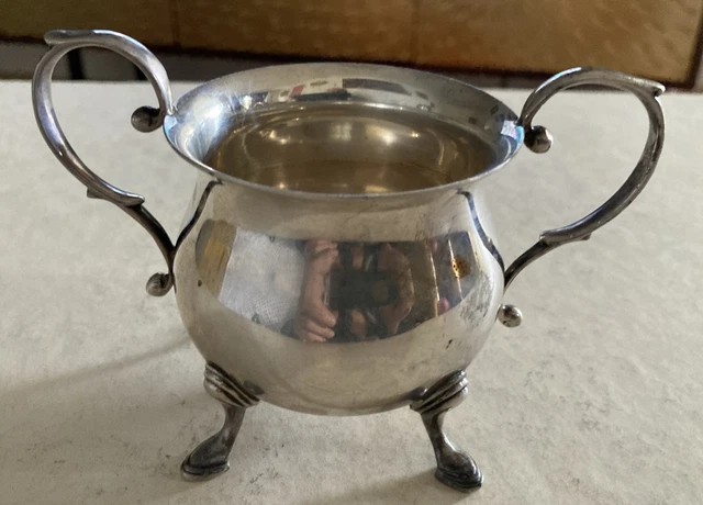Vintage B&M Baldwin Miller Newark Sterling Silver Two Handle Sugar Bowl NO MONO