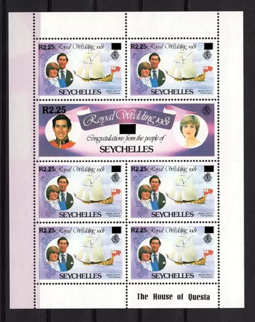 Seychelles 1983 Issues of 1981 Surcharged Royal Wedding 3 x Sheets