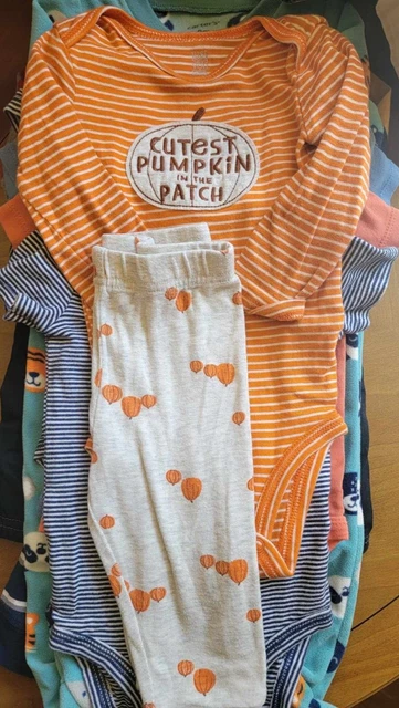 Lot of Baby Boy Clothes Size 9 Months, Carters, Just One You, Pumpkin
