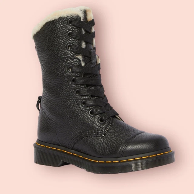 Dr. Martens Aimilita Fur Lined Leather High Boots Sz UK5/US7 NWOB