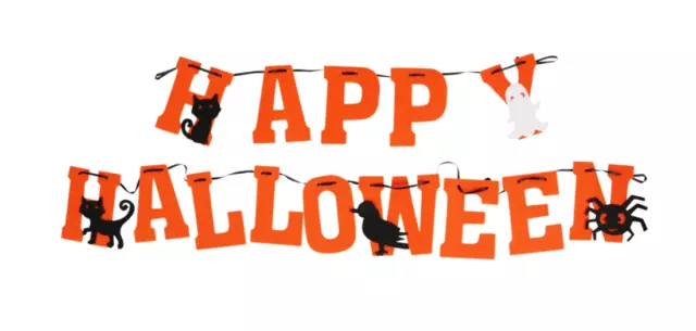 New Halloween Felt Garland 59" ~ 3.75 inch high Happy Halloween