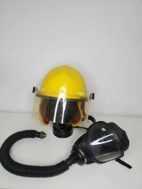 Bullard Firedome Fighter Helmet Yellow w/Shield, Neck Cover, Strap & MSA Mask