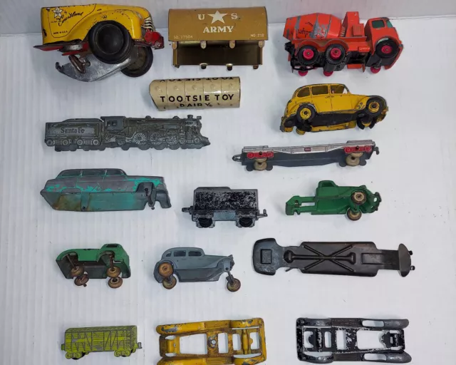 Vintage Die Cast, Cast Iron, Tin & Pressed Steel Toy Parts Lot As Shown 2