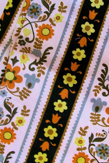 Danish Modern Floral Fabric Mid Century Upholstery Curtain Fabric Unique Striped