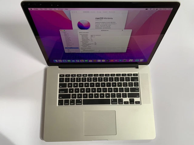 DANNEGGIATO Apple MacBook Pro 15" i7 2.2GHz 16GB 256GB macOS Monterey/metà 2015/AP676