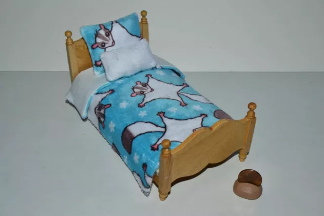 Miniature Dollhouse Bedspread Twin-Single w-2 Pillows Handmade 1:12 SOFT Minky