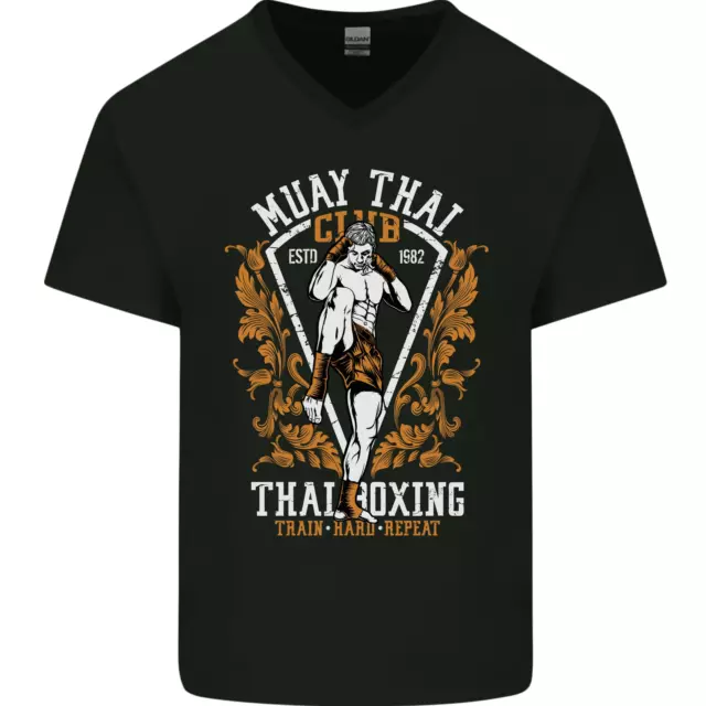 Maglietta da uomo Muay Thai Fighter Warrior MMA arti marziali collo a V cotone