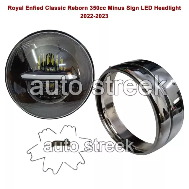 Fit For Royal Enfield Classic Reborn 350 7" Minus Sign LED Headlight With Rim