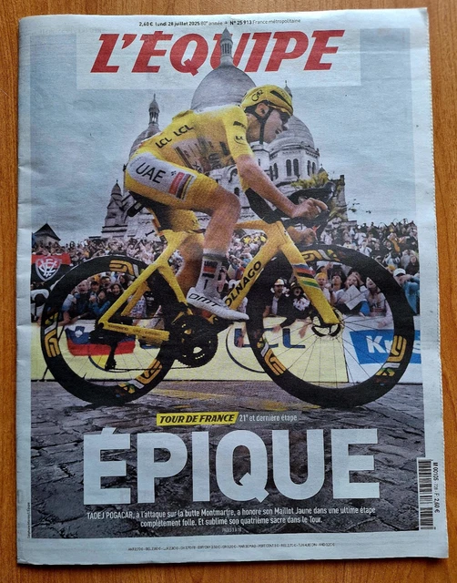 L'EQUIPE JOURNAL 28/08/2020; la carte du Tour de France et tous les