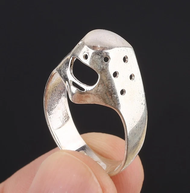 Mask Simulated .925 Solid Sterling Silver Ring Size 8.5 #54089