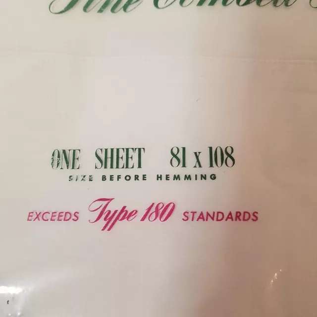 Vintage, Lady Pepperell, Fine Combed Percale, Flat White Sheet USA Made 81 x 108 2