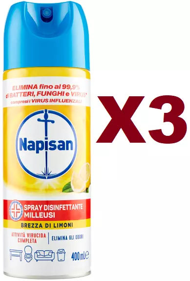 NAPISAN Spray Disinfettante Milleusi brezza di limoni 400ml-3pz