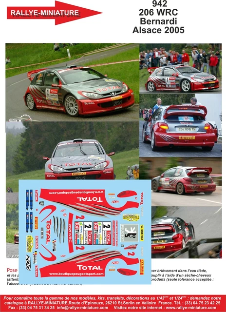 Décalcomanies 1/43 Peugeot 206 Rallye Alsace-Vosges 2005 - Planche De Décoration - Neuf