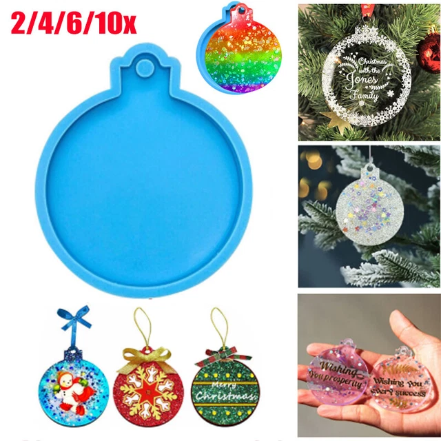 4x Silikonform Mold Handwerk Resin Abformen Gießen Weihnachtskugel DIY Anhänger!