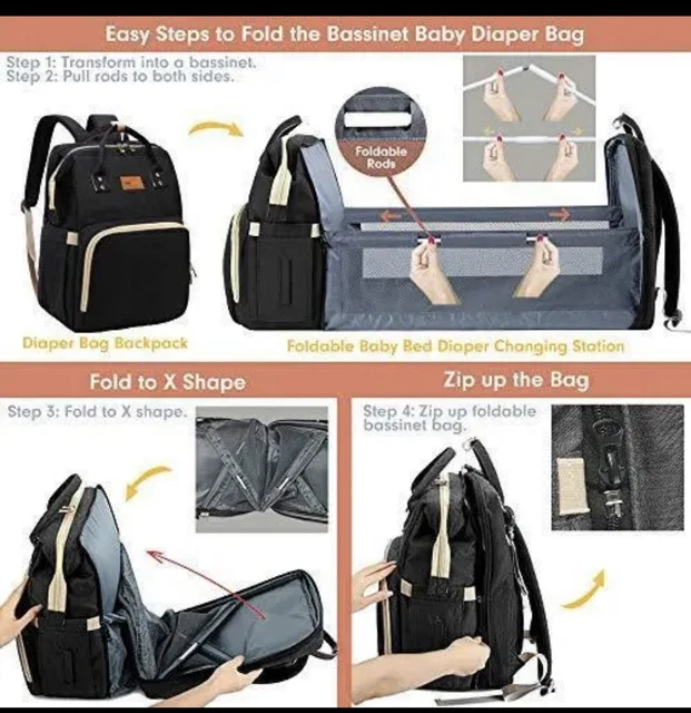 Great Deal  Baby Diaper Bag Backpack with Bassinet Changing Station black 10