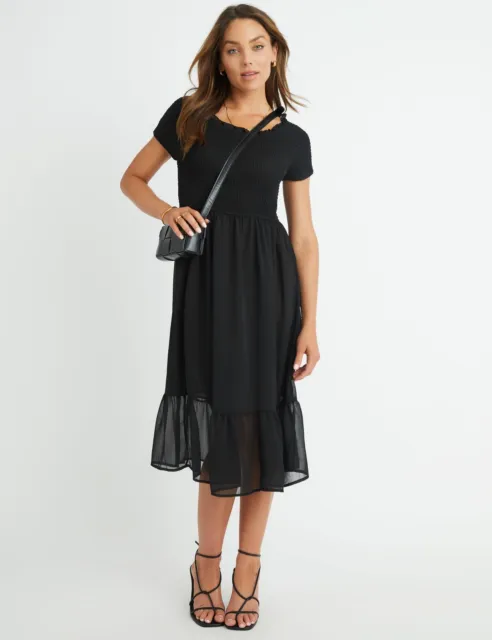 ROCKMANS - Womens Dress -  Shirred Bodice Dress