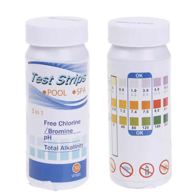 3 in1 50 strip swimming pool spa water chlorine ph test strips alkaline test_bj