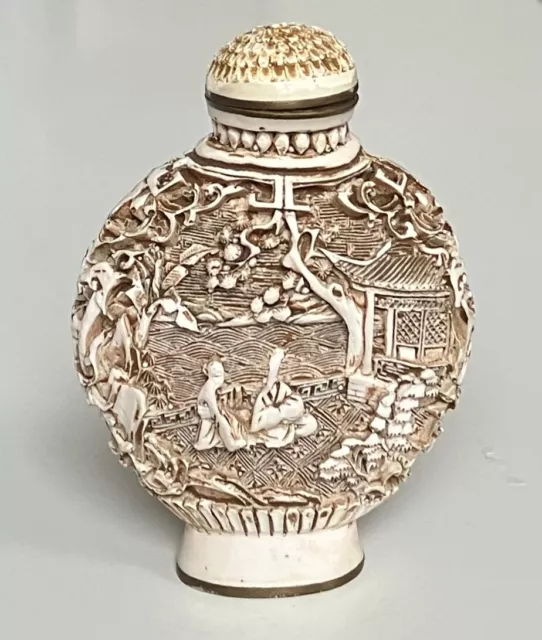 Snuff Bottle, chinesische Schnupftabakflasche aus Knochen, China