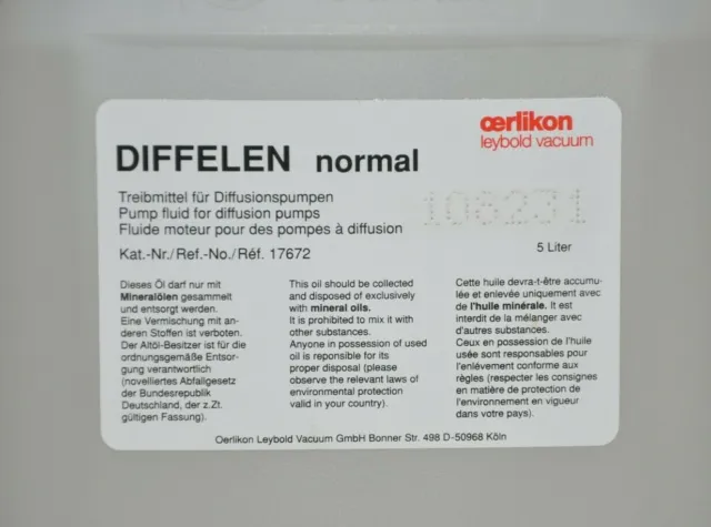 Fluido pompa Diffelen - 5 litri - Aspirapolvere Oerlikon Leybold 2