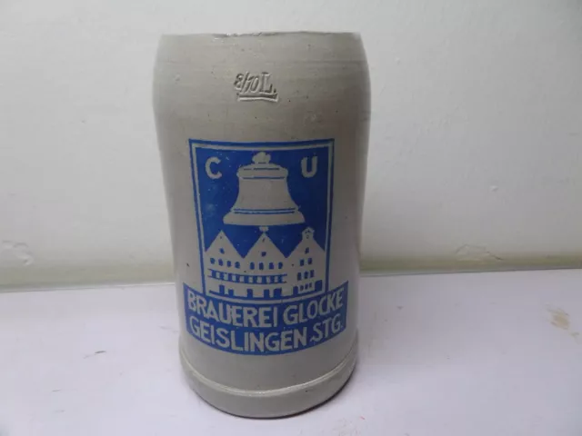 8/10 L Bierkrug Maßkrug Brauerei Glocke Geislingen