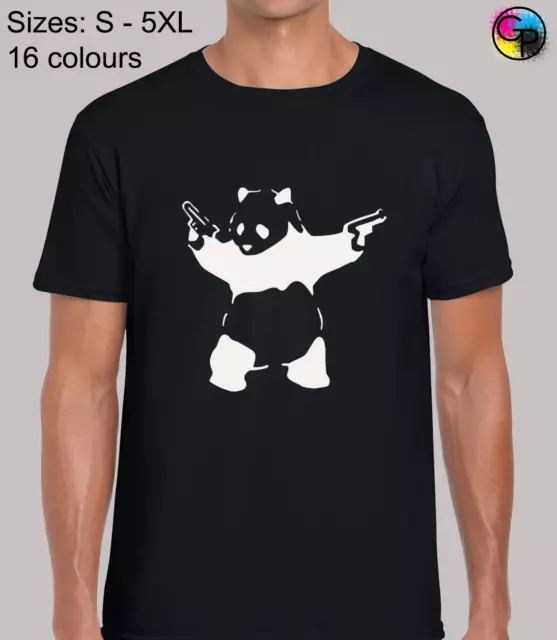 Banksy Panda Street Artist Graffiti Art Top Regular Fit T-Shirt Top Tee for Men