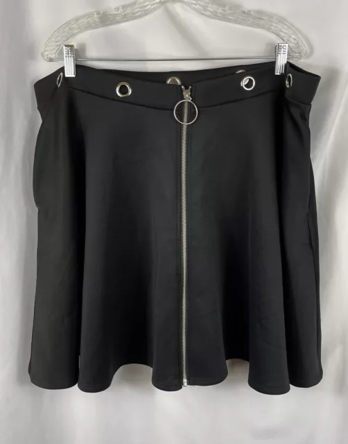 Hot Topic Black Short Mini Swing Full Zipper Skirt Plus Size 3X Punk Gothic Y2K