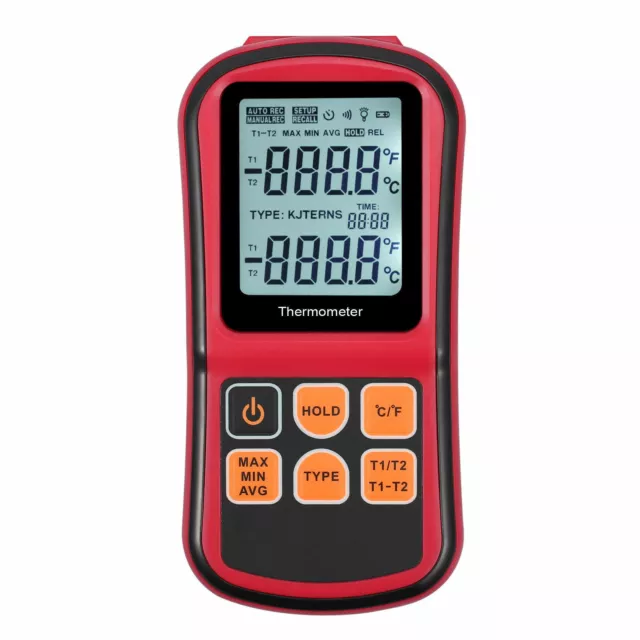 Digital Thermometer Dual Channel Input Thermocouple K J T E R S N C/F Type