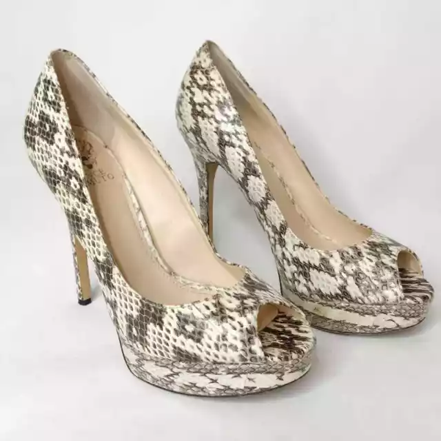 Vince Camuto Lorim Snakeskin Leather Platform Peep Heels 6.5