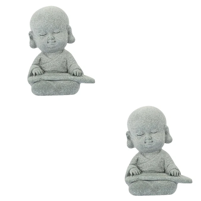2 piezas exquisita decoración de monjes de escritorio monje estatua decorativa monje figura hogar