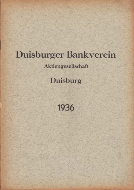 DUISBURG, Prospekt Geschäftsberichte von 1936/37/38, Duisburger Bank-Verein AG